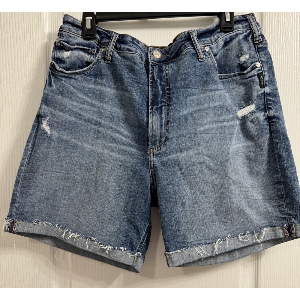 Silver Jeans Co. Women's Denim Shorts Size 18 Blue Stretch Summer Distressed